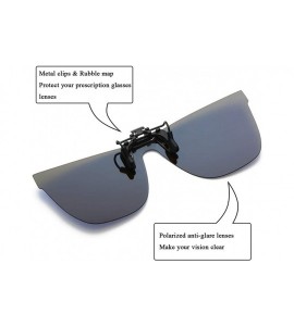 Rimless Polarized Clip-on Sunglasses Over Prescription Glasses Anti-Glare UV Protection Flip-up Sun Glasses - Blue - C01960SW...