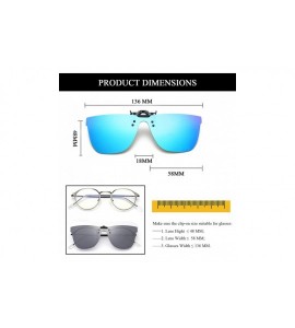 Rimless Polarized Clip-on Sunglasses Over Prescription Glasses Anti-Glare UV Protection Flip-up Sun Glasses - Blue - C01960SW...