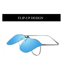 Rimless Polarized Clip-on Sunglasses Over Prescription Glasses Anti-Glare UV Protection Flip-up Sun Glasses - Blue - C01960SW...