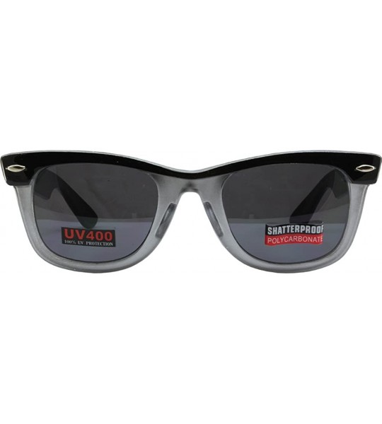 Wayfarer Hipster 4 Sunglasses Wayfarer Style Clear/Black/Silver Frame Smoke Lenses - CP17YYUUDN4 $40.66