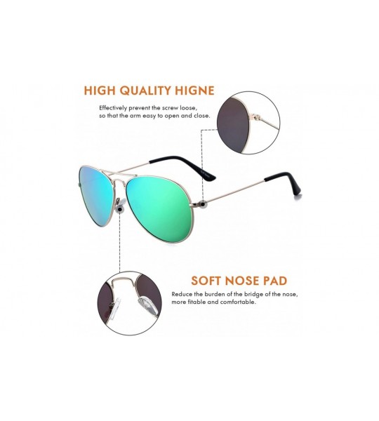 Aviator Classic Aviator Sunglasses for Women Polarized Mens Shades UV Protection with Case - Gold Frame/Green Lens - C018U8KM...