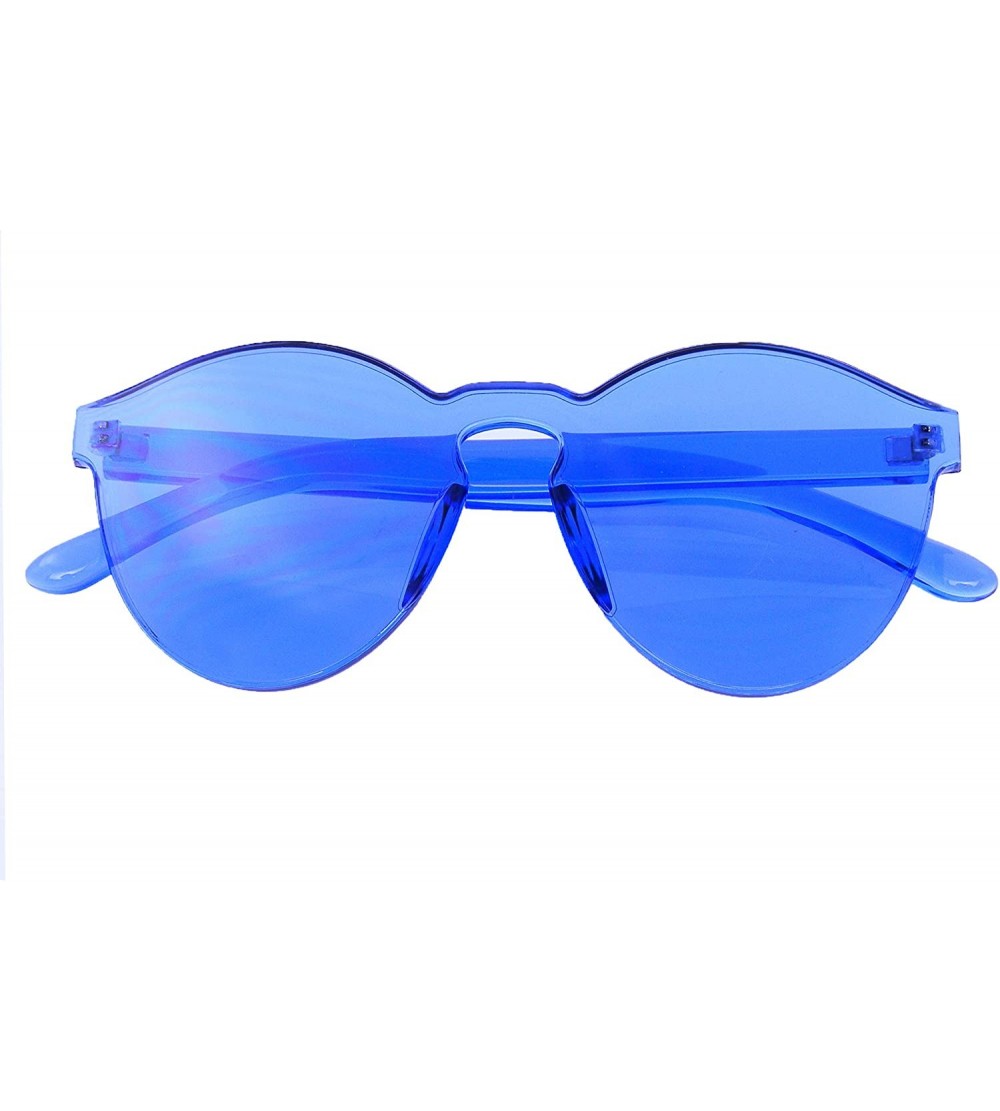 Round Fashion Womens Mens Clear Novelty Sunglasses UV400 Outdoor Frameless Eyewear - Blue - CZ18KKW26MM $18.45