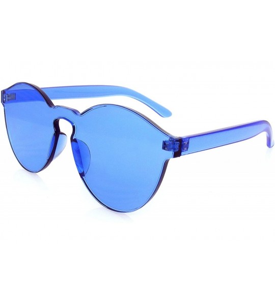 Round Fashion Womens Mens Clear Novelty Sunglasses UV400 Outdoor Frameless Eyewear - Blue - CZ18KKW26MM $18.45