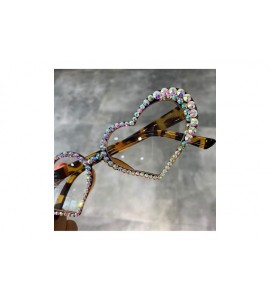 Goggle Vintage Heart Sunglasses Women Fashion Luxury Rhinestone Decoration Cat Eye Men Eyeglasses Oculos Clear - Yellow - CV1...