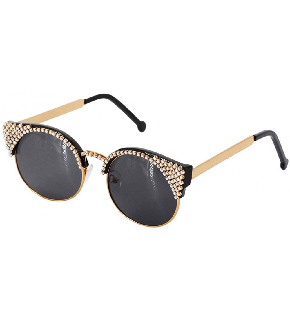 Shield Stylish Metal Bee Decoration Sunglasses UV Protection Frame - Black - C818ZXRANGA $30.50