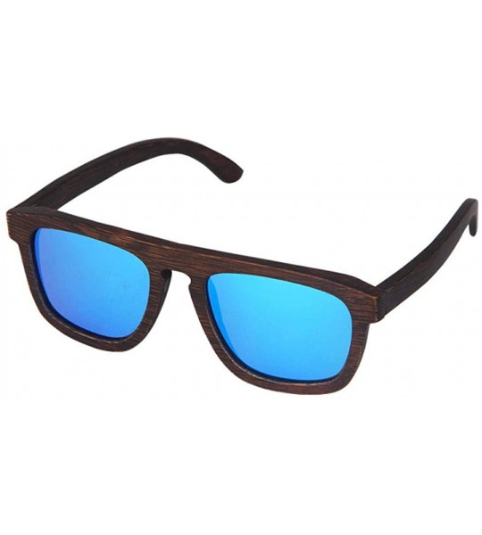 Goggle Dumu dyed brown mirror unisex wooden glasses - Blue - C418XO5DAOC $48.08