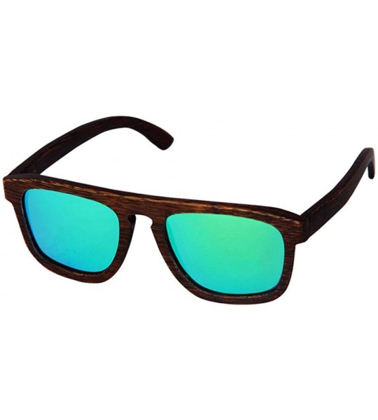 Goggle Dumu dyed brown mirror unisex wooden glasses - Blue - C418XO5DAOC $48.08