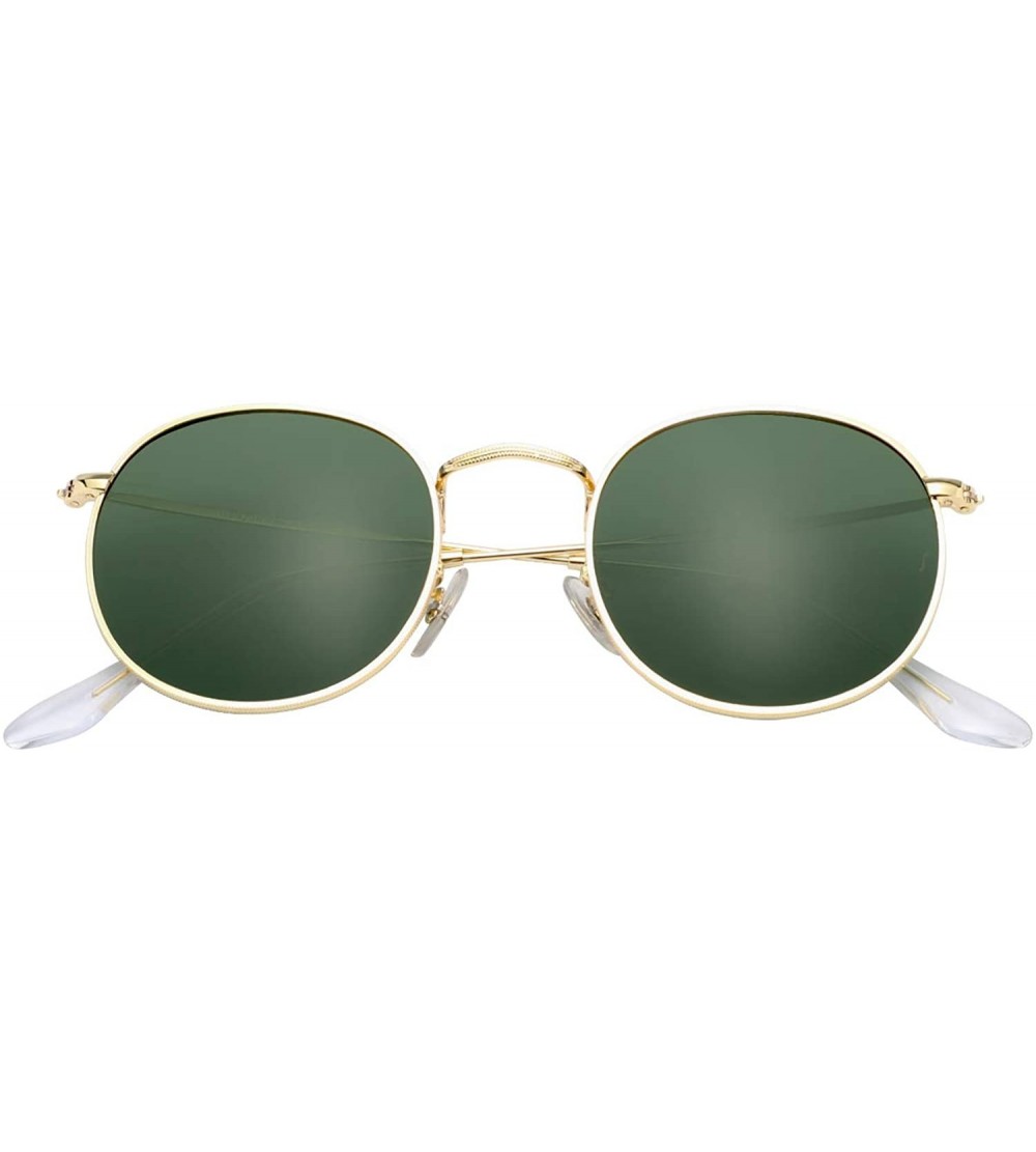 Aviator Classic Retro Metal Frame Round Circle Mirrored Sunglasses Men Women Glasses 3447 - Green Polarized - CR18EXY6RSU $24.84