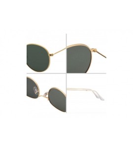 Aviator Classic Retro Metal Frame Round Circle Mirrored Sunglasses Men Women Glasses 3447 - Green Polarized - CR18EXY6RSU $24.84