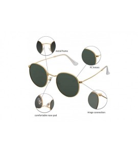 Aviator Classic Retro Metal Frame Round Circle Mirrored Sunglasses Men Women Glasses 3447 - Green Polarized - CR18EXY6RSU $24.84