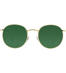 Aviator Classic Retro Metal Frame Round Circle Mirrored Sunglasses Men Women Glasses 3447 - Green Polarized - CR18EXY6RSU $24.84