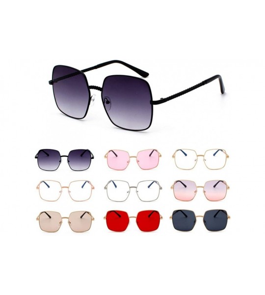 Rimless Square Oversized Sunglasses for Women Men Flat Top Fashion Shades Vintage Big Frame Sun Glasses Ladies Shades - CY190...