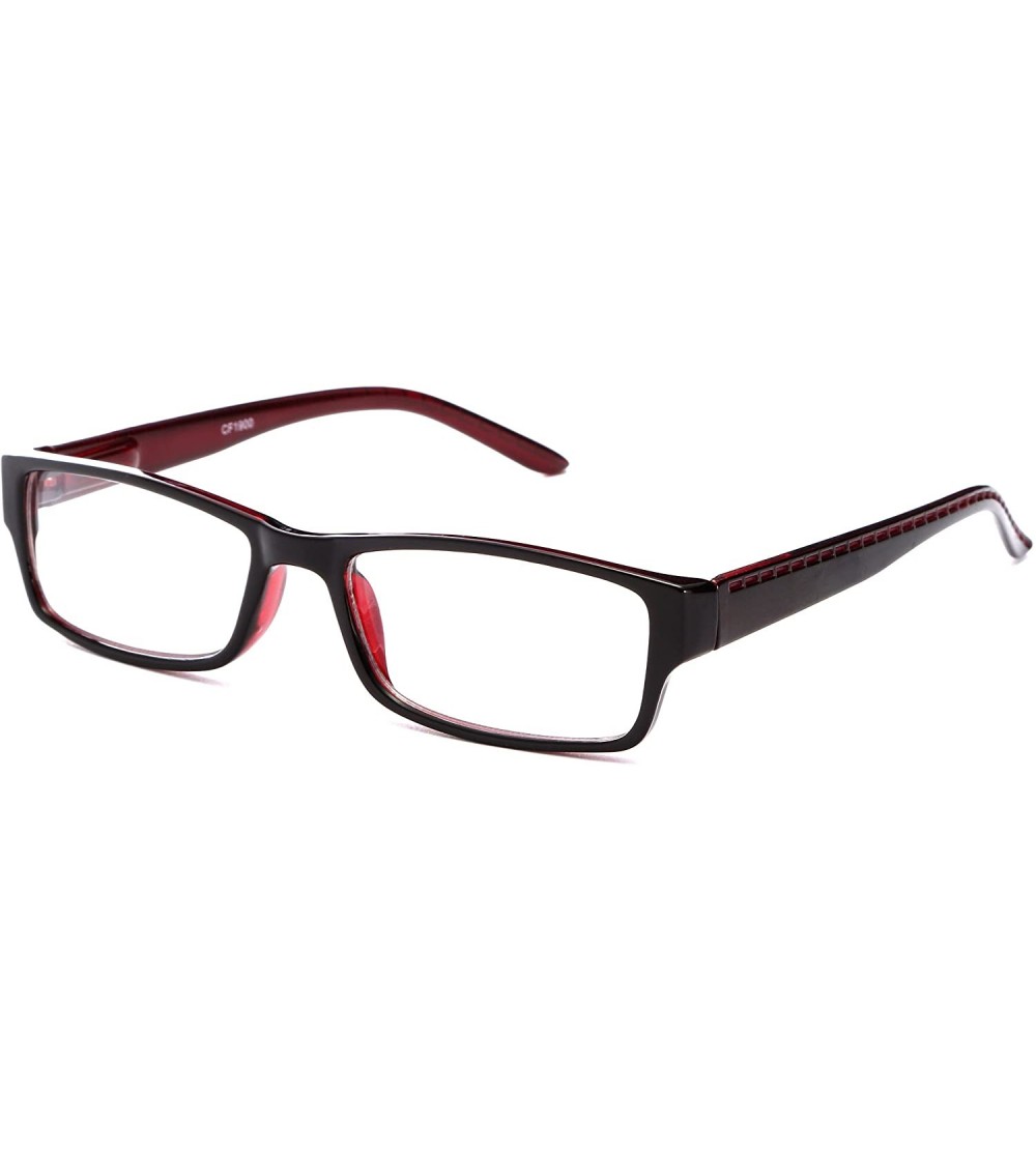 Square Unisex Two Tone Sleek Spring Temple Fashion Clear Lens Glasses - Black/Red - CV11G6GSJCZ $17.99