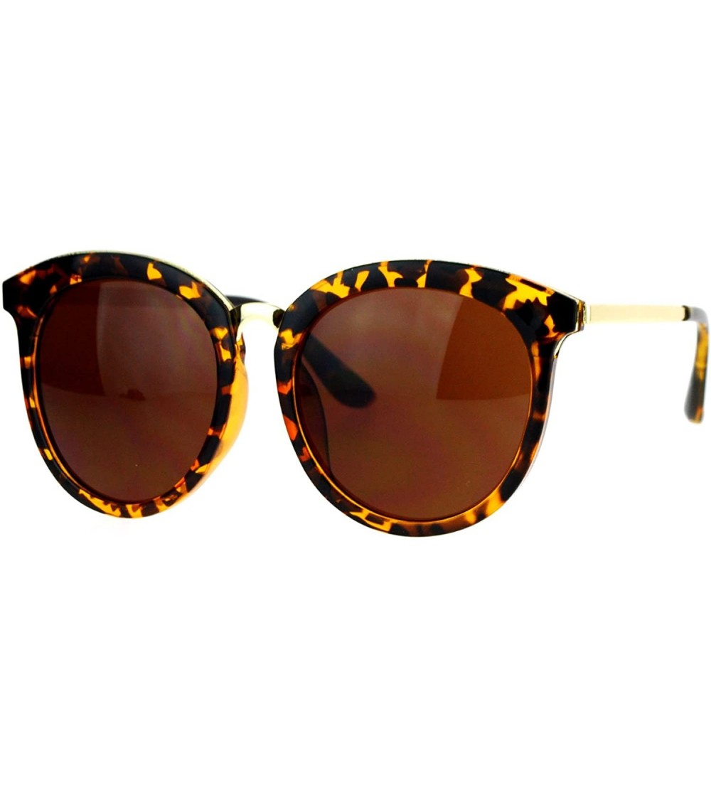 Round Womens Sunglasses Round Oversized Designer Fashion Shades UV 400 - Tortoise - CY187C8YLCM $22.15