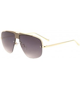 Round Rimless Flat Round Lens Fence Pattern Bridge Shield Aviator Sunglasses - Smoke - CO197S75C3N $27.76