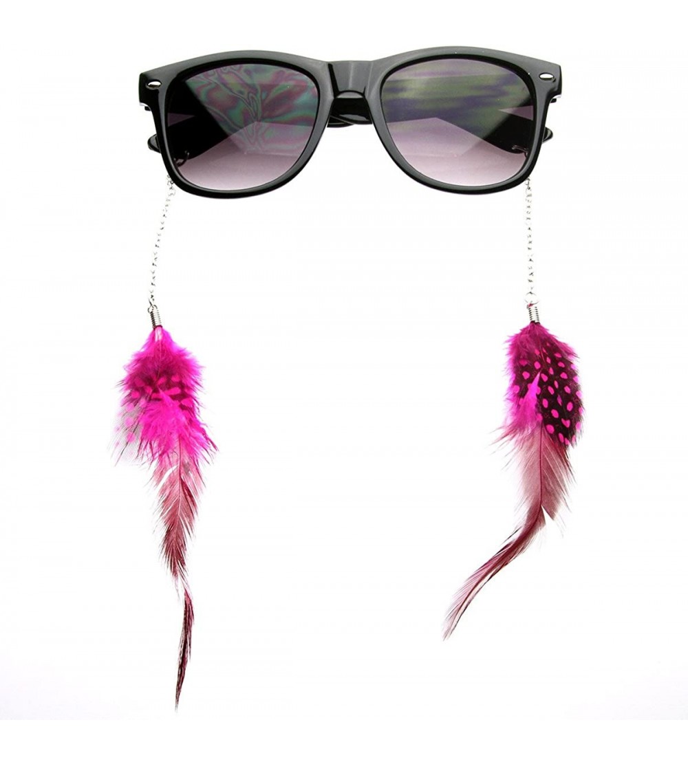 Wayfarer Hippie Womens Horn Rimmed Eyewear-Jewelry Chained Feather Sunglasses (Purple) - C1118GXMFFN $18.09