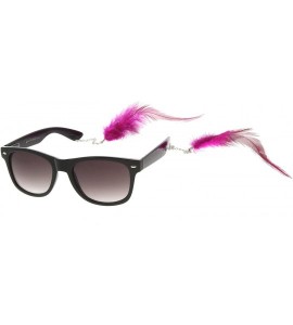 Wayfarer Hippie Womens Horn Rimmed Eyewear-Jewelry Chained Feather Sunglasses (Purple) - C1118GXMFFN $18.09