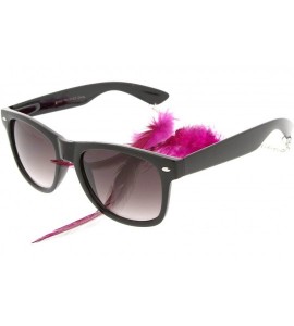 Wayfarer Hippie Womens Horn Rimmed Eyewear-Jewelry Chained Feather Sunglasses (Purple) - C1118GXMFFN $18.09