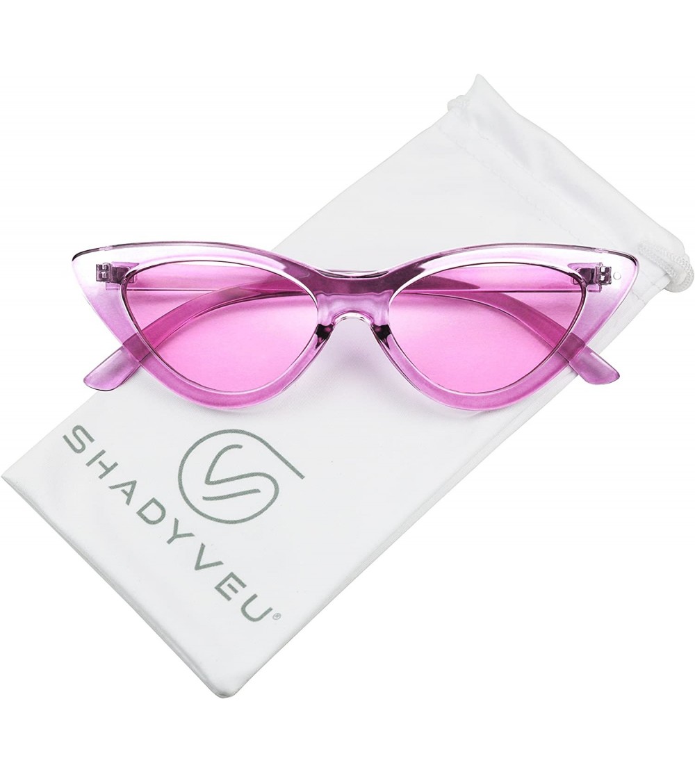 Goggle Women's Retro Exaggerated Candy Color Tint Translucent Cat Eye Sunglasses - Purple - C618CA0E5OD $18.50