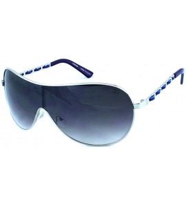 Oversized Aviators Oversized Temple Design UV Protection Shield Lenses Pilot Style - Silver/Blue - C017YXZCS87 $19.42