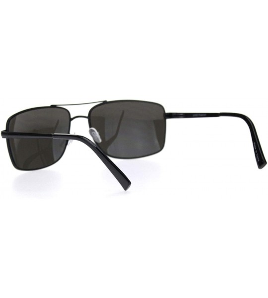 Rectangular Mens Rectangular Racer Officer Pilots Metal Rim Agent Sunglasses - Black Silver Mirror - CE18OA3ZD2K $18.89