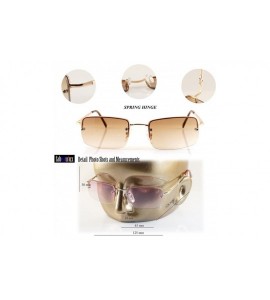 Round Minimalist Small Rectangular Sunglasses Clear Eyewear Spring Hinge A124 A125 - Gold/ Brown Gr - C318C2S8IYN $28.64