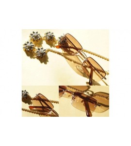 Round Minimalist Small Rectangular Sunglasses Clear Eyewear Spring Hinge A124 A125 - Gold/ Brown Gr - C318C2S8IYN $28.64