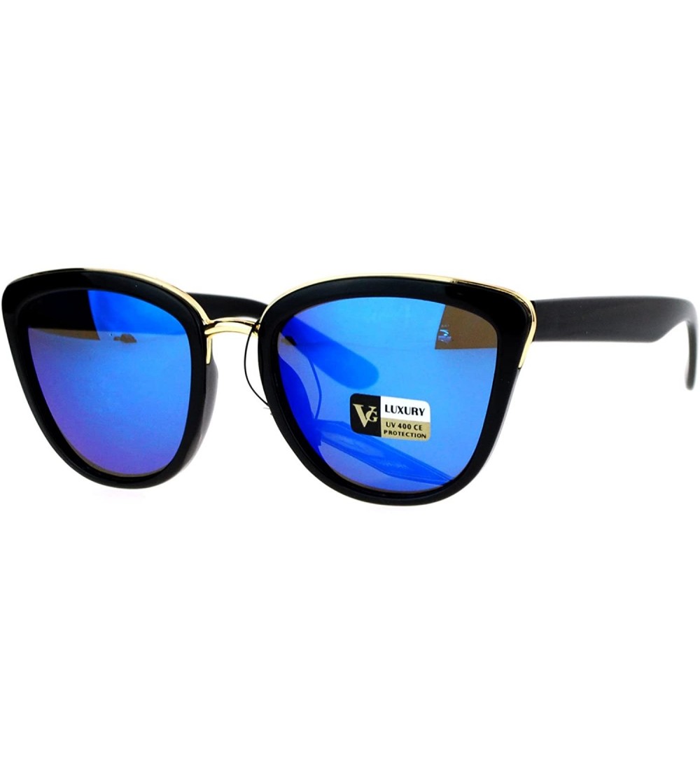 Butterfly VG Occhiali Sunglasses Chic Double Frame Butterfly Fashion Womens - Black (Blue Mirror) - CY1877N9T2Q $22.10