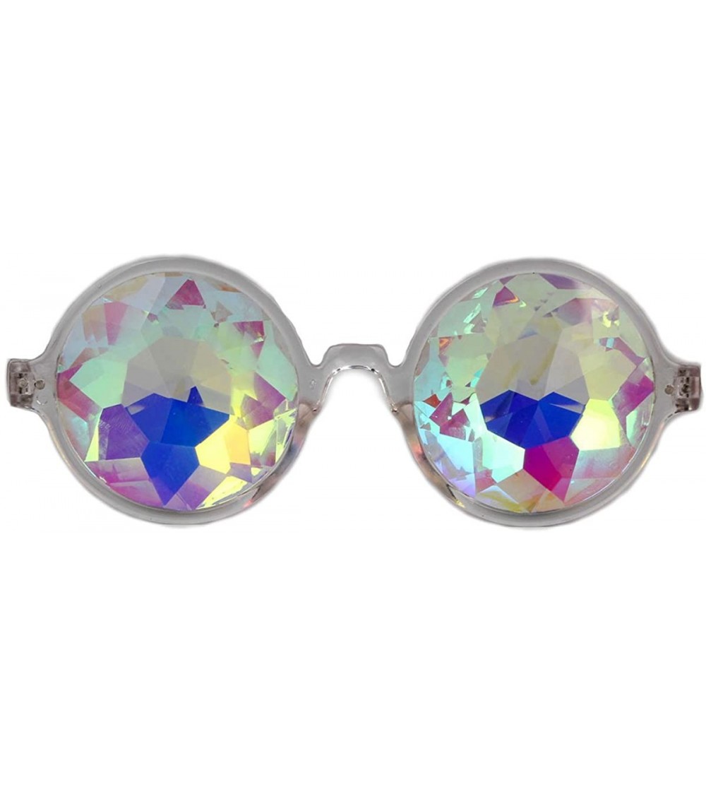 Round Festivals Kaleidoscope Glasses for Raves - Goggles Rainbow Prism Diffraction Crystal Lenses - White. - C312N6HZYCY $22.47