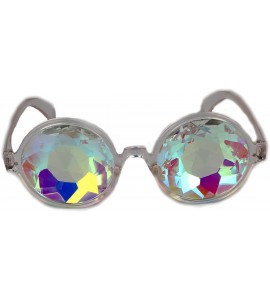 Round Festivals Kaleidoscope Glasses for Raves - Goggles Rainbow Prism Diffraction Crystal Lenses - White. - C312N6HZYCY $22.47