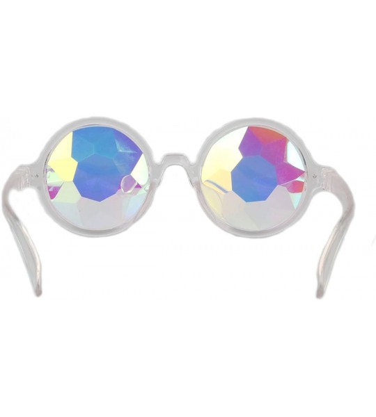 Round Festivals Kaleidoscope Glasses for Raves - Goggles Rainbow Prism Diffraction Crystal Lenses - White. - C312N6HZYCY $22.47