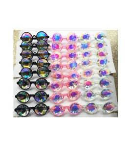 Round Festivals Kaleidoscope Glasses for Raves - Goggles Rainbow Prism Diffraction Crystal Lenses - White. - C312N6HZYCY $22.47