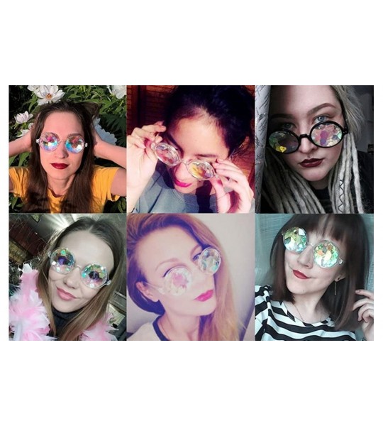 Round Festivals Kaleidoscope Glasses for Raves - Goggles Rainbow Prism Diffraction Crystal Lenses - White. - C312N6HZYCY $22.47