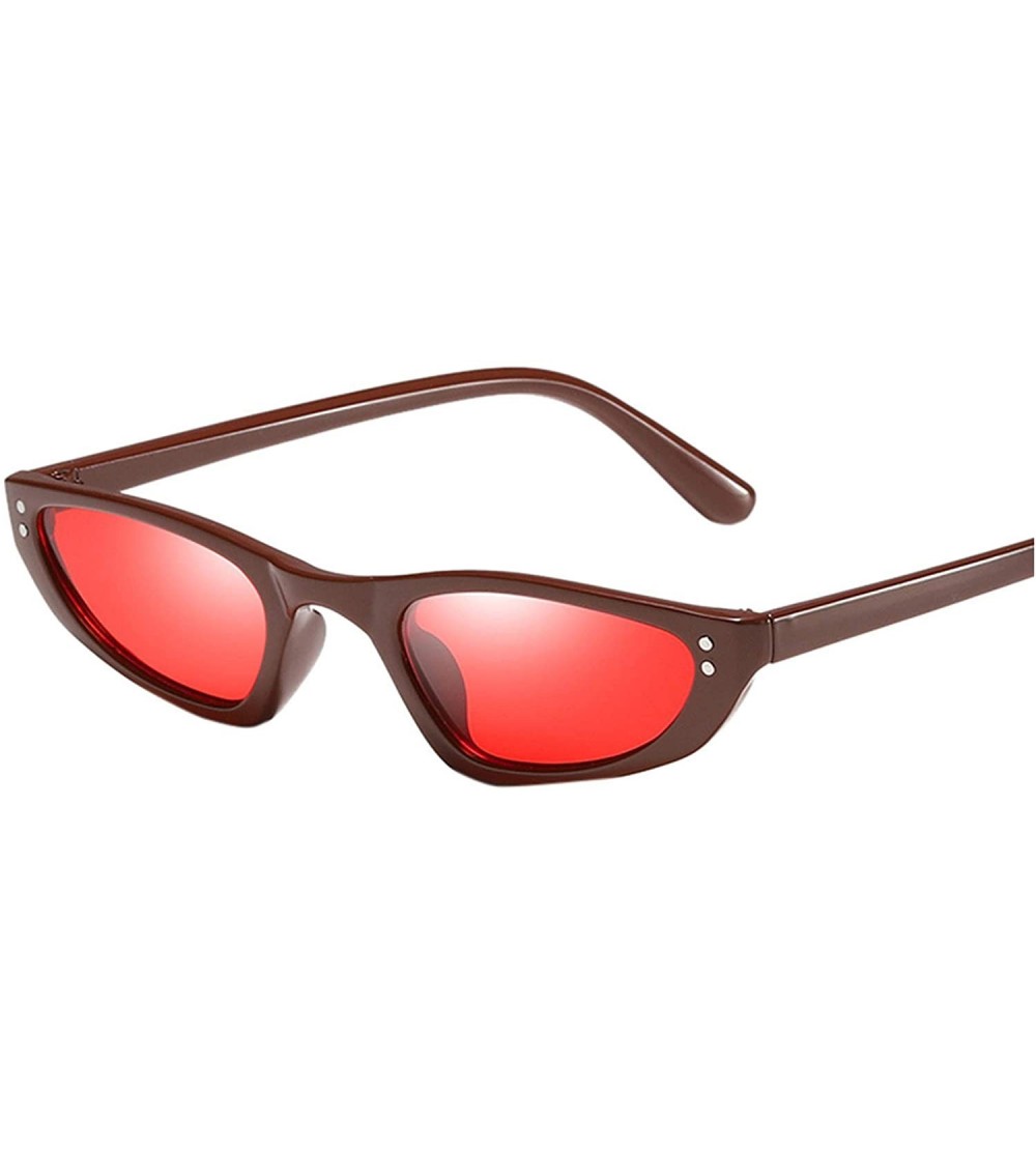 Cat Eye Retro Vintage Narrow Cat Eye Sunglasses for Women Clout Goggles Plastic Frame Narrow Skinny Shades - Red - CP18U8ZSA6...