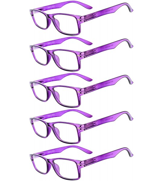 Rectangular Narrow Retro Fashion Style Rectangular Colored Frame Clear Lens Eyeglasses - Narrow_5p_purple - C61825EGMZG $27.15