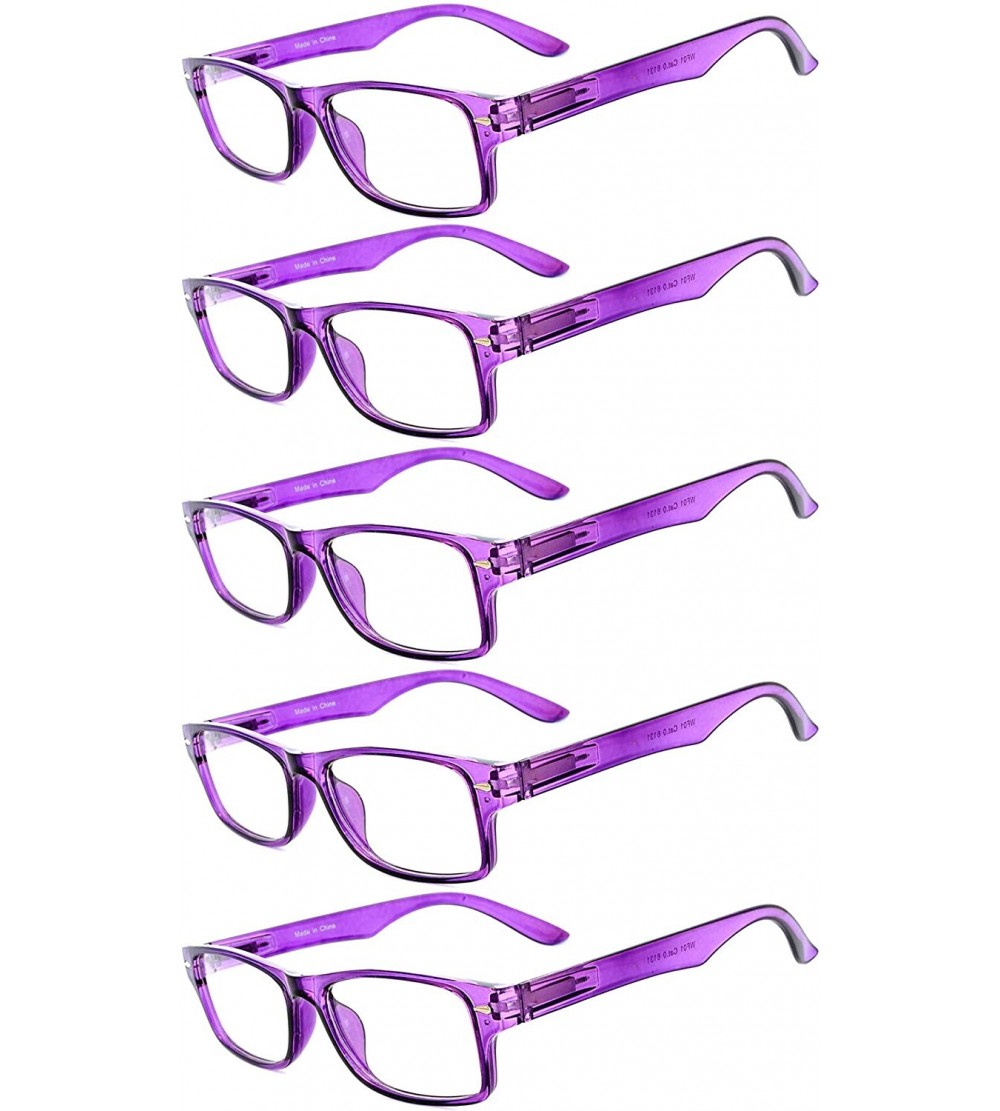 Rectangular Narrow Retro Fashion Style Rectangular Colored Frame Clear Lens Eyeglasses - Narrow_5p_purple - C61825EGMZG $27.15