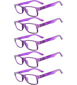 Rectangular Narrow Retro Fashion Style Rectangular Colored Frame Clear Lens Eyeglasses - Narrow_5p_purple - C61825EGMZG $27.15