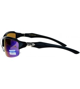 Sport Arctic Blue Bluetech Mirrored Lens Baseball Half Rim Sport Sunglasses - All Black - C312N1SYGJ9 $22.67