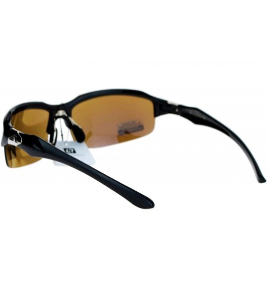 Sport Arctic Blue Bluetech Mirrored Lens Baseball Half Rim Sport Sunglasses - All Black - C312N1SYGJ9 $22.67