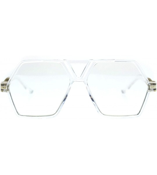 Rectangular Futuristic Mens Robotic Plastic Racer Octagonal Eyeglasses - Clear - CU180OULCDM $22.40