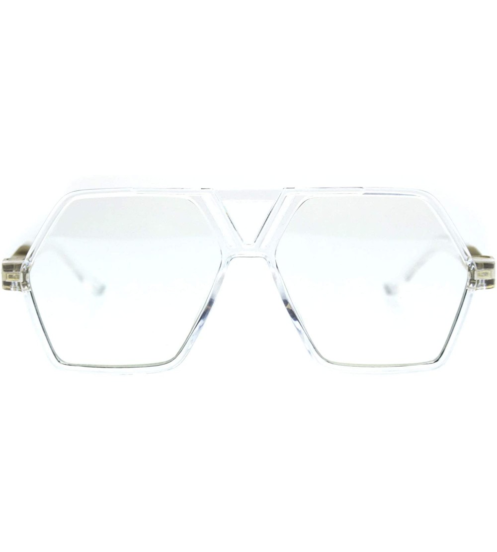 Rectangular Futuristic Mens Robotic Plastic Racer Octagonal Eyeglasses - Clear - CU180OULCDM $22.40