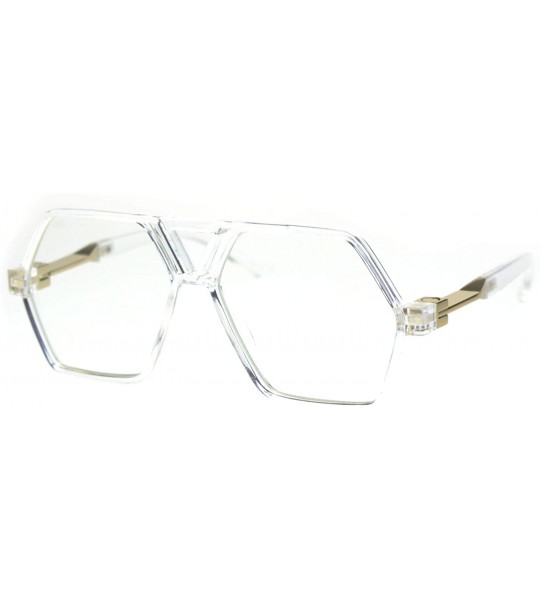 Rectangular Futuristic Mens Robotic Plastic Racer Octagonal Eyeglasses - Clear - CU180OULCDM $22.40