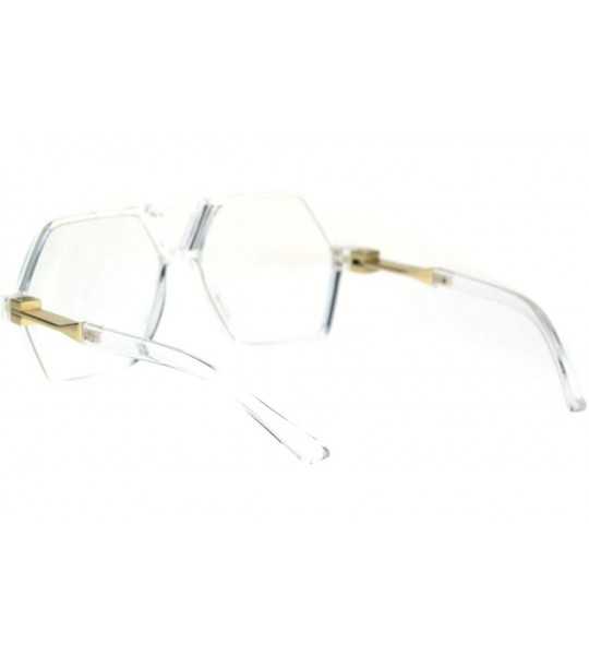 Rectangular Futuristic Mens Robotic Plastic Racer Octagonal Eyeglasses - Clear - CU180OULCDM $22.40