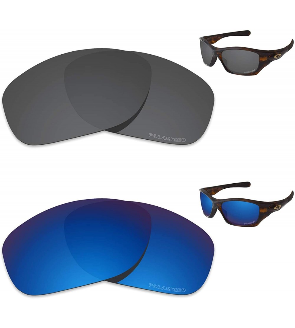 Oval Performance Replacement Lenses Pit Bull Polarized Etched - Value Pack - Carbon Black & Sapphire Blue - CN18I6C8GWY $63.05
