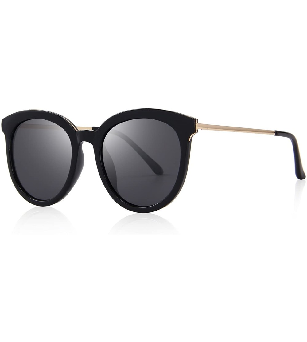 Sport Women Cat Eye Polarized Sunglasses Mirrored Lens UV Protection S6152 - Gold&black - CS186CLHR0M $21.84