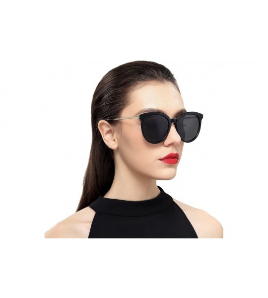 Sport Women Cat Eye Polarized Sunglasses Mirrored Lens UV Protection S6152 - Gold&black - CS186CLHR0M $21.84