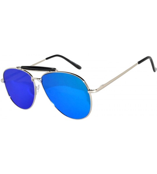 Aviator 3 Pack Aviator Brow Bar Sunglasses UV Protection Color Lens Metal Frame Unisex (Flat-063-C2-C8-C12 - Colored) - CX186...