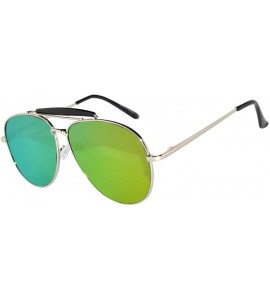 Aviator 3 Pack Aviator Brow Bar Sunglasses UV Protection Color Lens Metal Frame Unisex (Flat-063-C2-C8-C12 - Colored) - CX186...