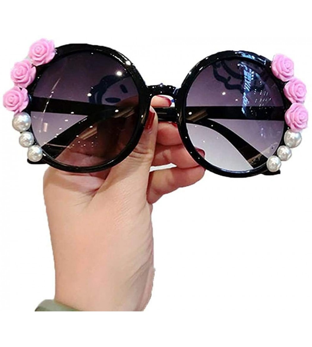 Round Women Fashion Beach Flower Decor Round Frame Sunglasses Sunglasses - Type 6 - C2199HR3268 $69.84