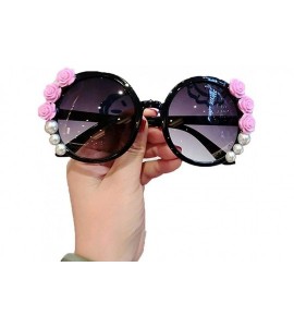 Round Women Fashion Beach Flower Decor Round Frame Sunglasses Sunglasses - Type 6 - C2199HR3268 $69.84